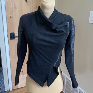 Tractr Girls faux leather/suede draped moto jacket